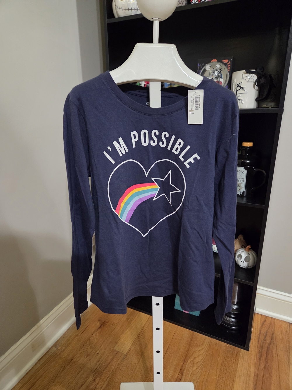 Old Navy Navy Long-Sleeve Tee with Rainbow Heart Graphic